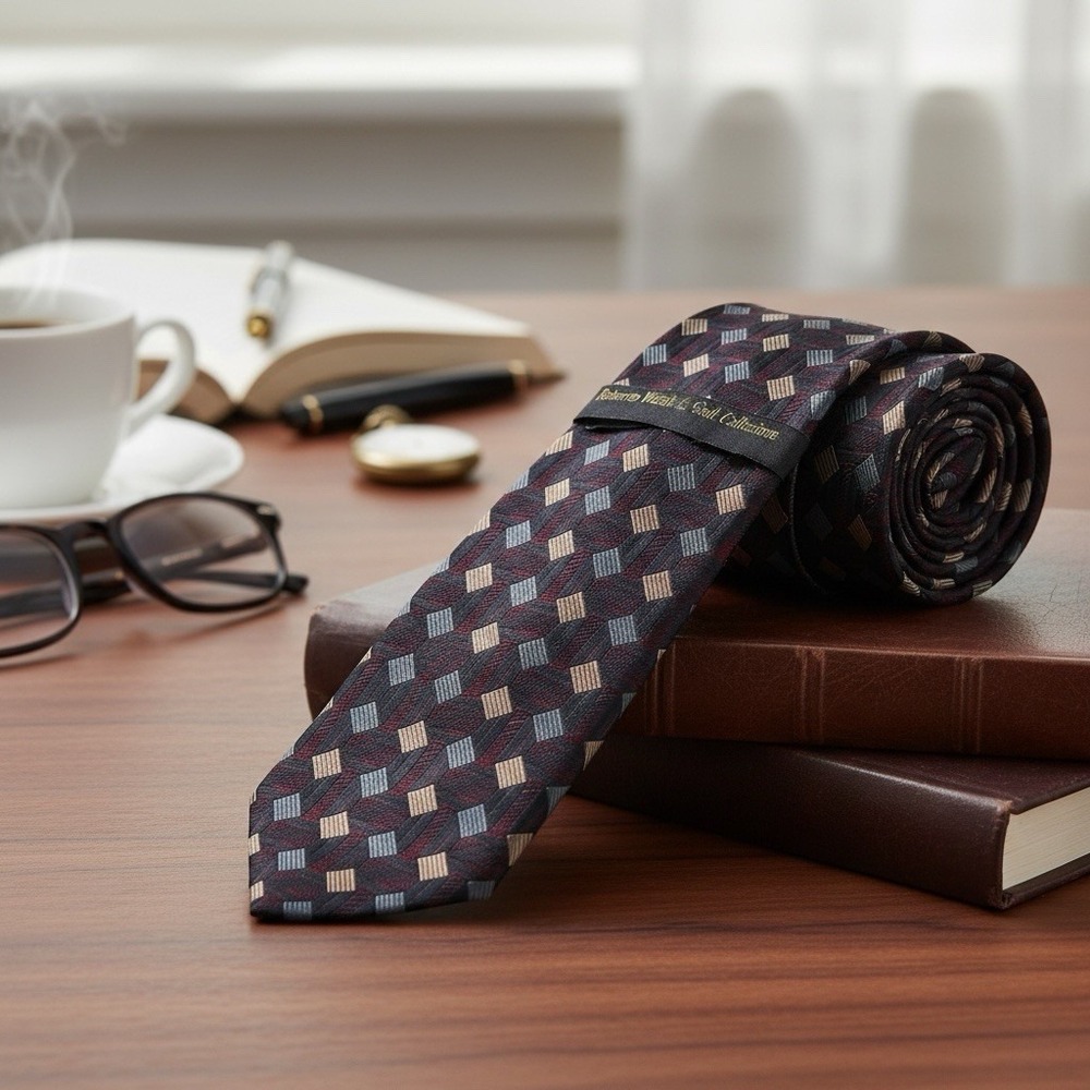 Roberto Villini Collezione 100% Silk Men's Necktie Handmade Stain Resistant